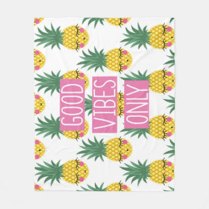Good Vibes Pineapples Summer Pattern Fleece Blanket