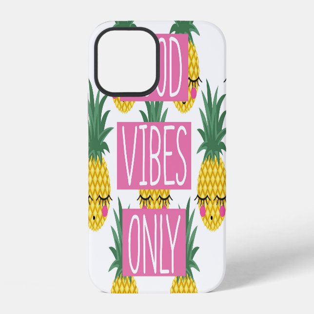 Good Vibes Pineapples Summer Pattern iPhone Case (Back)