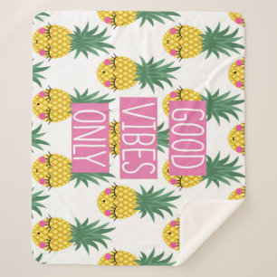 Good Vibes Pineapples Summer Pattern Sherpa Blanket