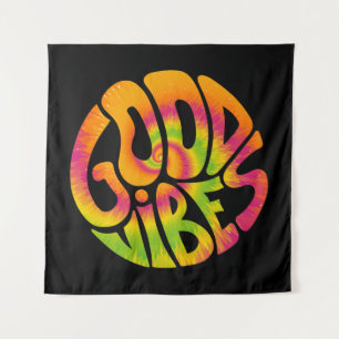 Good vibes quote. Tie dye psychedelic surreal font Tapestry