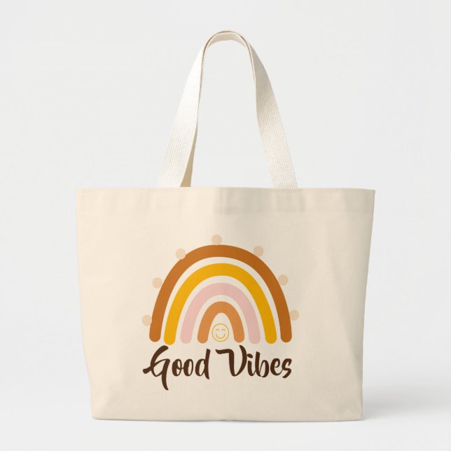 Good Vibes - Rainbow Good Vibes Large Tote Bag (Front)