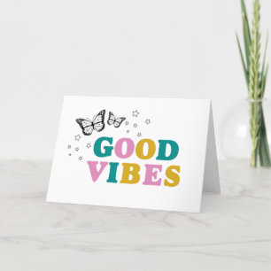Good Vibes! Retro and Colourful Butterfly Thank You Card
