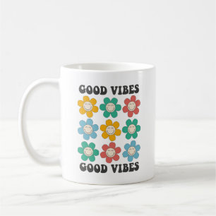 Good Vibes Retro Colourful Daisy Flowers Coffee Mug