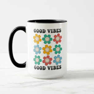 Good Vibes Retro Colourful Daisy Flowers Mug