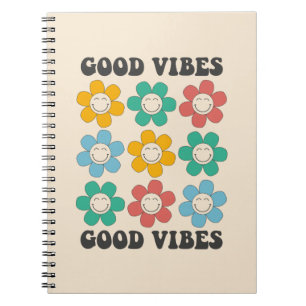 Good Vibes Retro Colourful Daisy Flowers Notebook