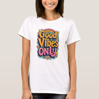 Good Vibes Retro Rainbow Positive T-Shirt