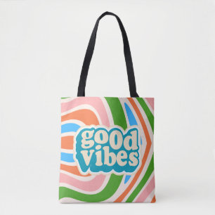 'Good Vibes' Retro Wave Aesthetic Shoulder Tote  Bag