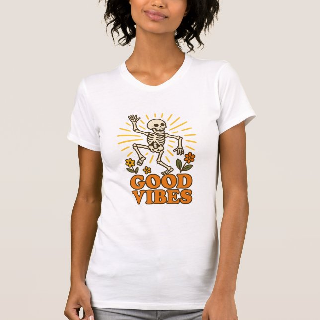 “Good Vibes” Skeleton T-Shirt – Retro Funny Dance  (Front)