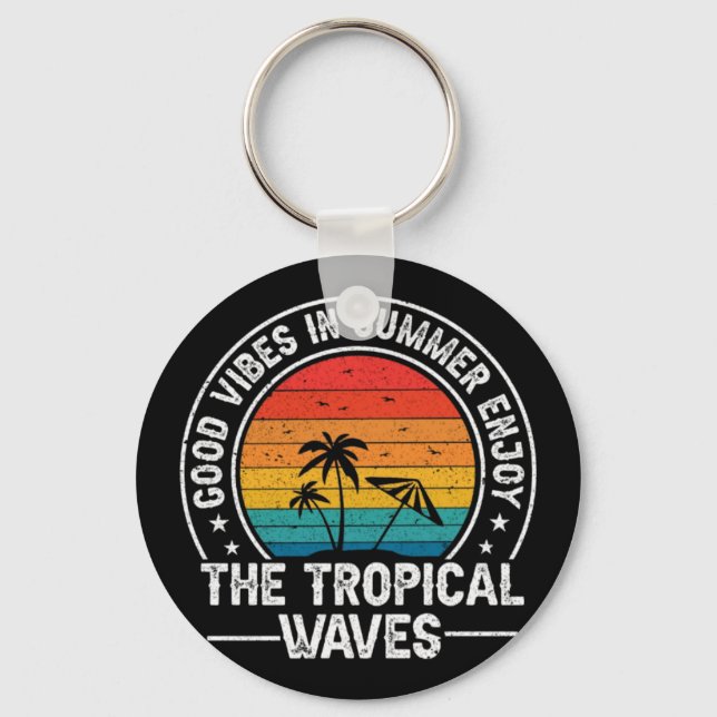 Good Vibes Summer Tropical Waves-64107 Key Ring (Front)