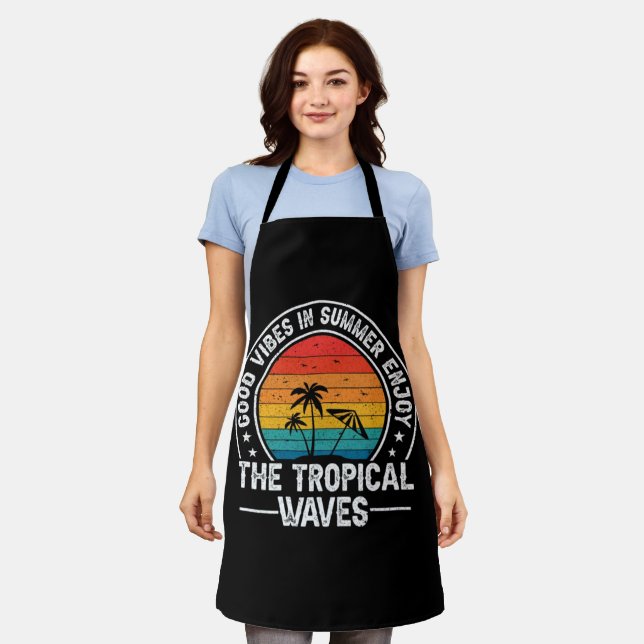 Good Vibes Summer Tropical Waves Apron (Worn)