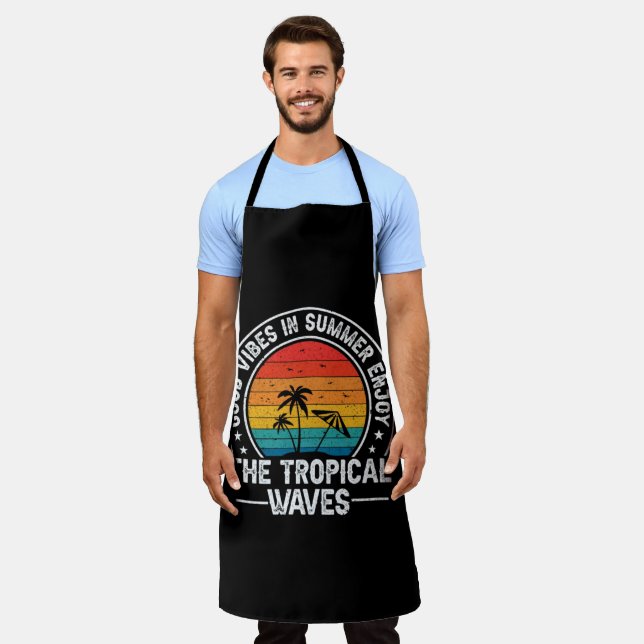 Good Vibes Summer Tropical Waves Apron (Worn)