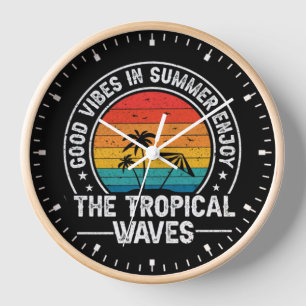 Good Vibes Summer Tropical Waves Clock