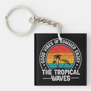 Good Vibes Summer Tropical Waves Key Ring