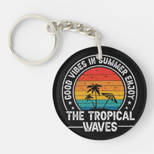 Good Vibes Summer Tropical Waves Key Ring