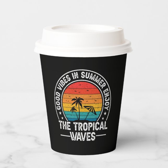 Good Vibes Summer Tropical Waves Paper Cups (Front)