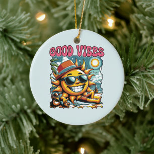 Good Vibes - Sunshine - Retro Summer Ceramic Ornament