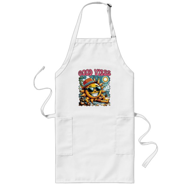Good Vibes - Sunshine - Retro Summer Long Apron (Front)
