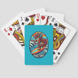 Good Vibes Surfing Dragon Playing Cards
