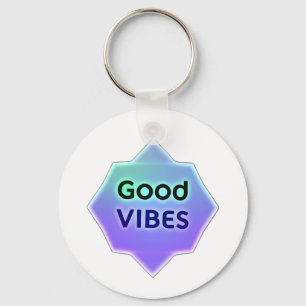 "Good Vibes" Text on Gradient Star Shape Key Ring