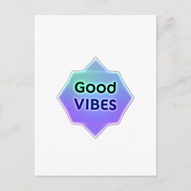 "Good Vibes" Text on Gradient Star Shape Postcard (Front)