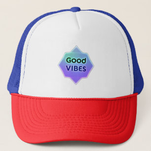 "Good Vibes" Text on Gradient Star Shape Trucker Hat