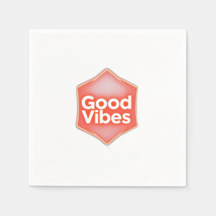 "Good Vibes" Text on Orange Geometric Shape Napkin