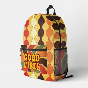 Good Vibes Throwback Retro Fun Printed Backpack