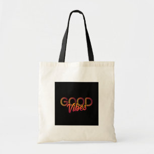 Good Vibes Tote Bag – Retro Gradient Text on Black