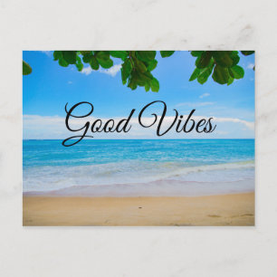 Good Vibes Tropical Beach Sun Sand and Sea Postcard