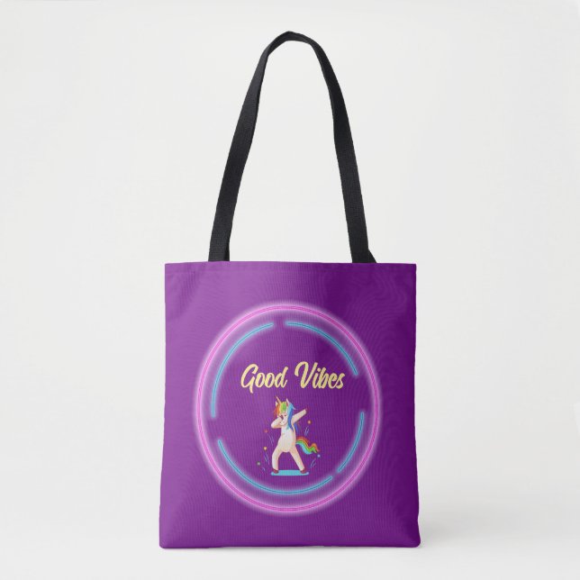 Good Vibes Unicorn Tote Bag (Front)