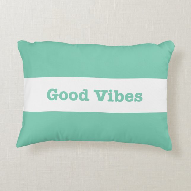 Good Vibes White Band Design (Customisable Colour) Decorative Cushion (Back)