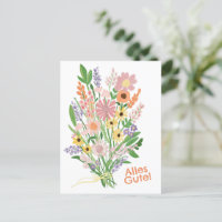 Good wild flowers sweet Gouache congratulations