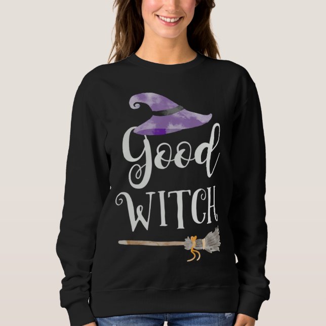 Good Witch Cute Hat Broomstick Halloween Tee (Front)