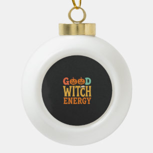 Good Witch Energy Halloween Pumpkin Design_1 Ceramic Ball Christmas Ornament