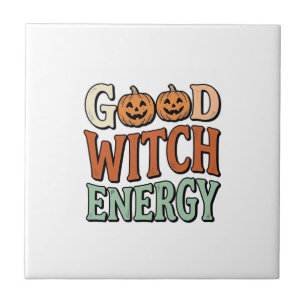 Good Witch Energy Vintage Halloween Vector Design_ Ceramic Tile