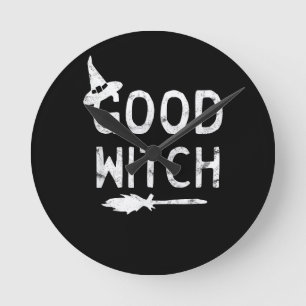 Good Witch Halloween Graphic October Round Clock