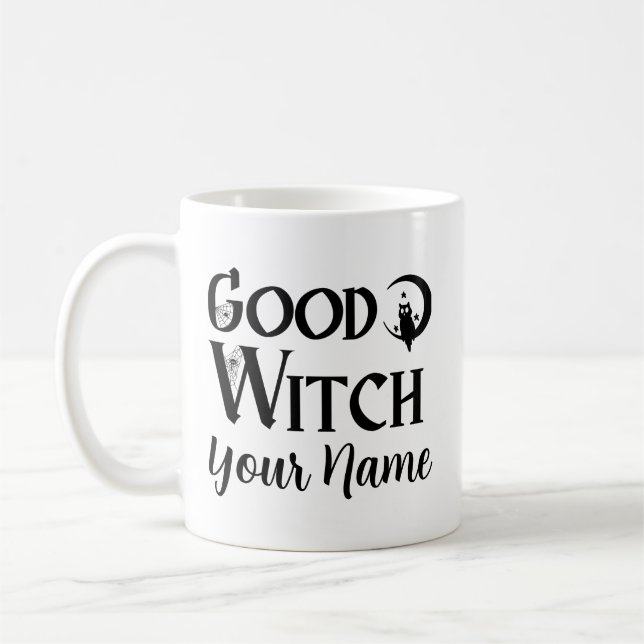 Good Witch Owl in Moon Halloween  Coffee Mug (Left)