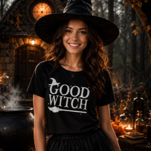 Good Witch White Typography Womens Halloween T-Shirt