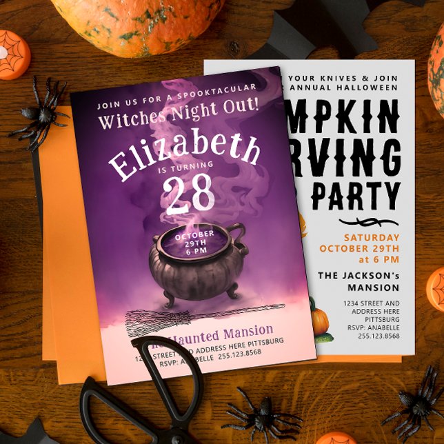 Good Witches Night Out Chic Potion Cauldron Party Invitation (Creator Uploaded)