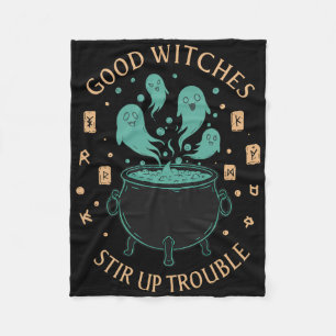 Good Witches Stir Up Trouble Halloween Cauldron Gh Fleece Blanket