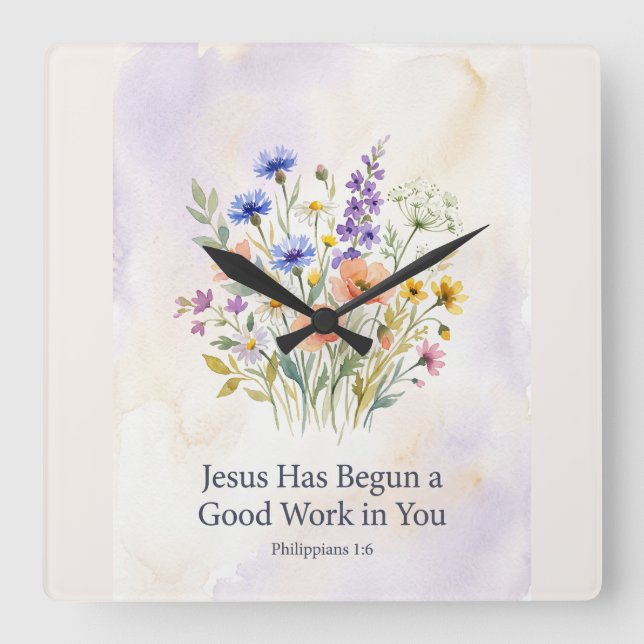 Good Work In You  Square Wall Clock (Front)
