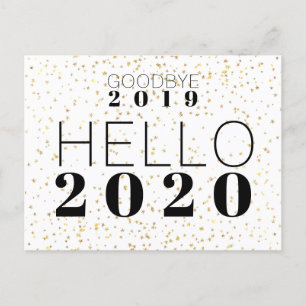 Goodbye 2019 Hello 2020 Happy New Year Confetti Holiday Postcard