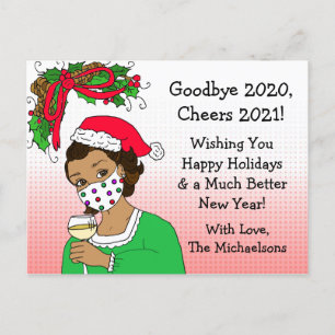 Goodbye 2020 Christmas Humour Funny Retro Lady Postcard