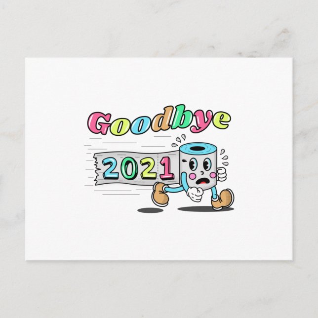 Goodbye 2021 Toilet paper roll Postcard (Front)
