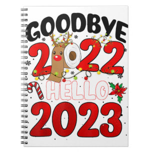 Goodbye 2022 Hello 2023 Cute Christmas Tee Notebook