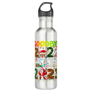 Goodbye 2022 Hello 2023 Cute Santa Claus Reindeer 710 Ml Water Bottle