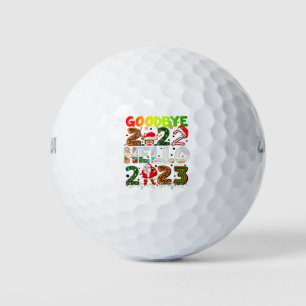 Goodbye 2022 Hello 2023 Cute Santa Claus Reindeer Golf Balls