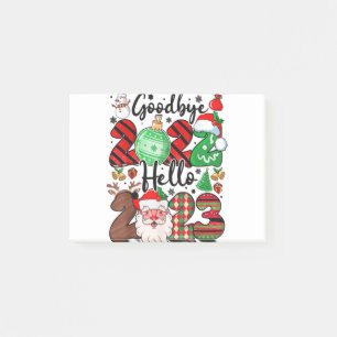 Goodbye 2022 Hello 2023 Cute Santa Claus Reindeer Post-it Notes