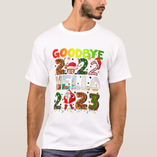 Goodbye 2022 Hello 2023 Cute Santa Claus Reindeer T-Shirt