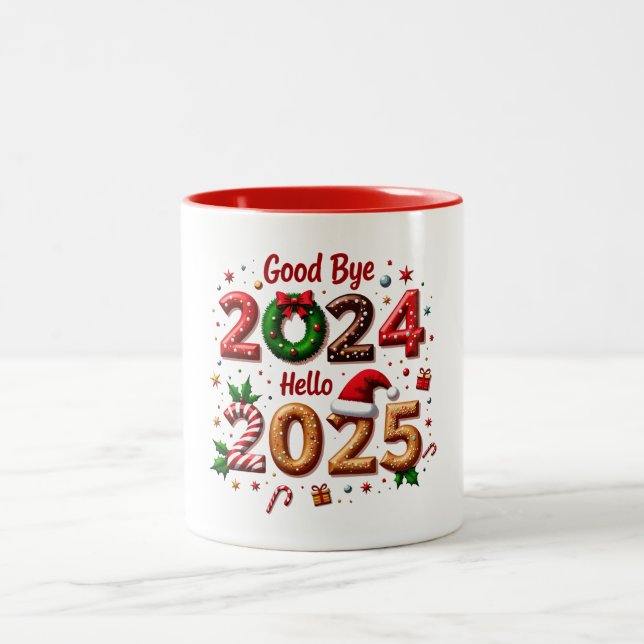 Goodbye 2024, Hello 2025 - Festive New Year Mugs (Center)